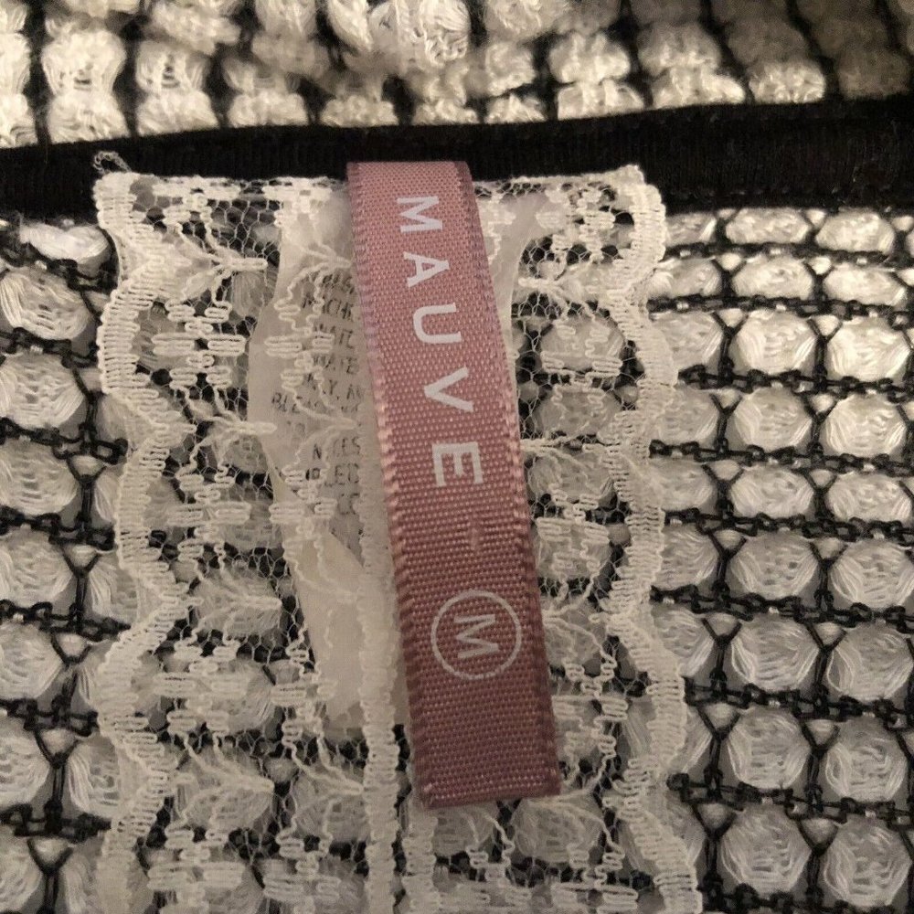 Maeve Anthropologie Womens Open Front Cardigan Sz Medium Black White Knit *FLAW* - Picture 7 of 11